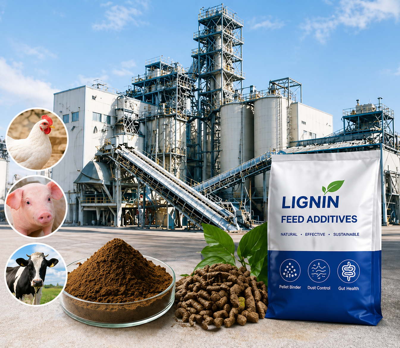 Lignosulfonate for feed